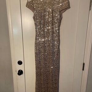 Rose Gold Sequin Low Back Dress